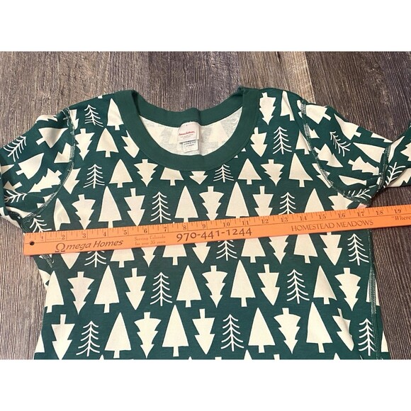 Hanna Andersson Organic Cotton Pajama Set Christmas Trees Holiday Top L Bottom M - Picture 6 of 16